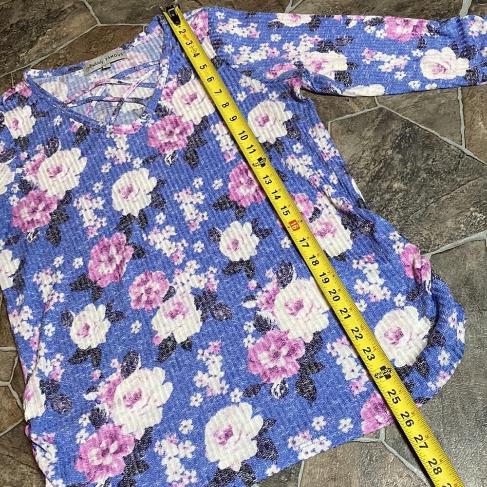 Absolutely Famous Floral Lightweight 3/4 Sleeve Top Sz L - Picture 3 of 10